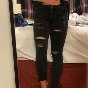 black ripped jeans